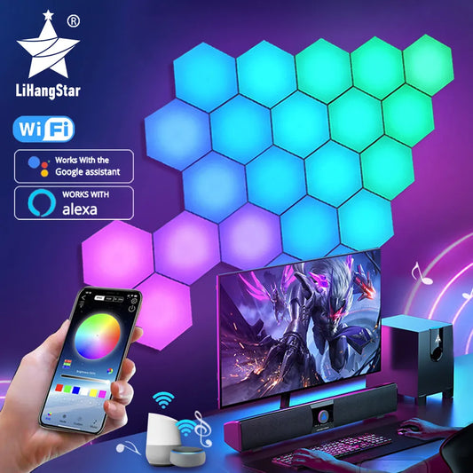 Aplice de interior hexagon LED RGB Bluetooth