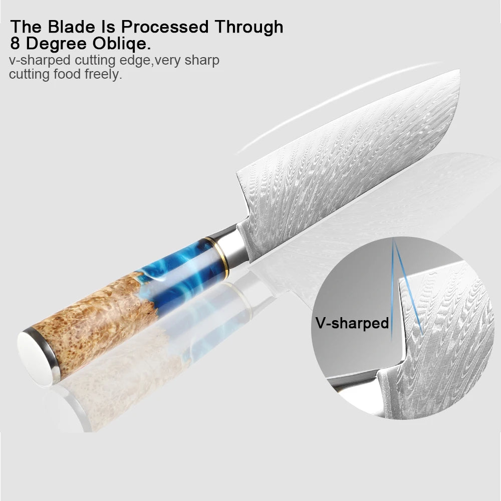 Cuțit Santoku de bucătar de 18 cm, oțel Damasc VG10