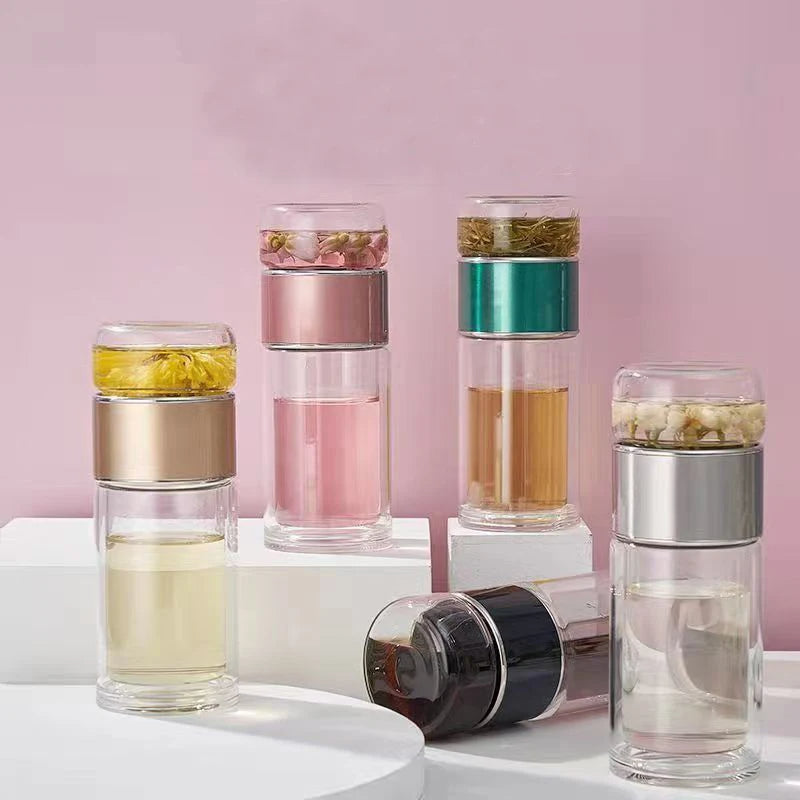 Sticlă cu infuzor de ceai