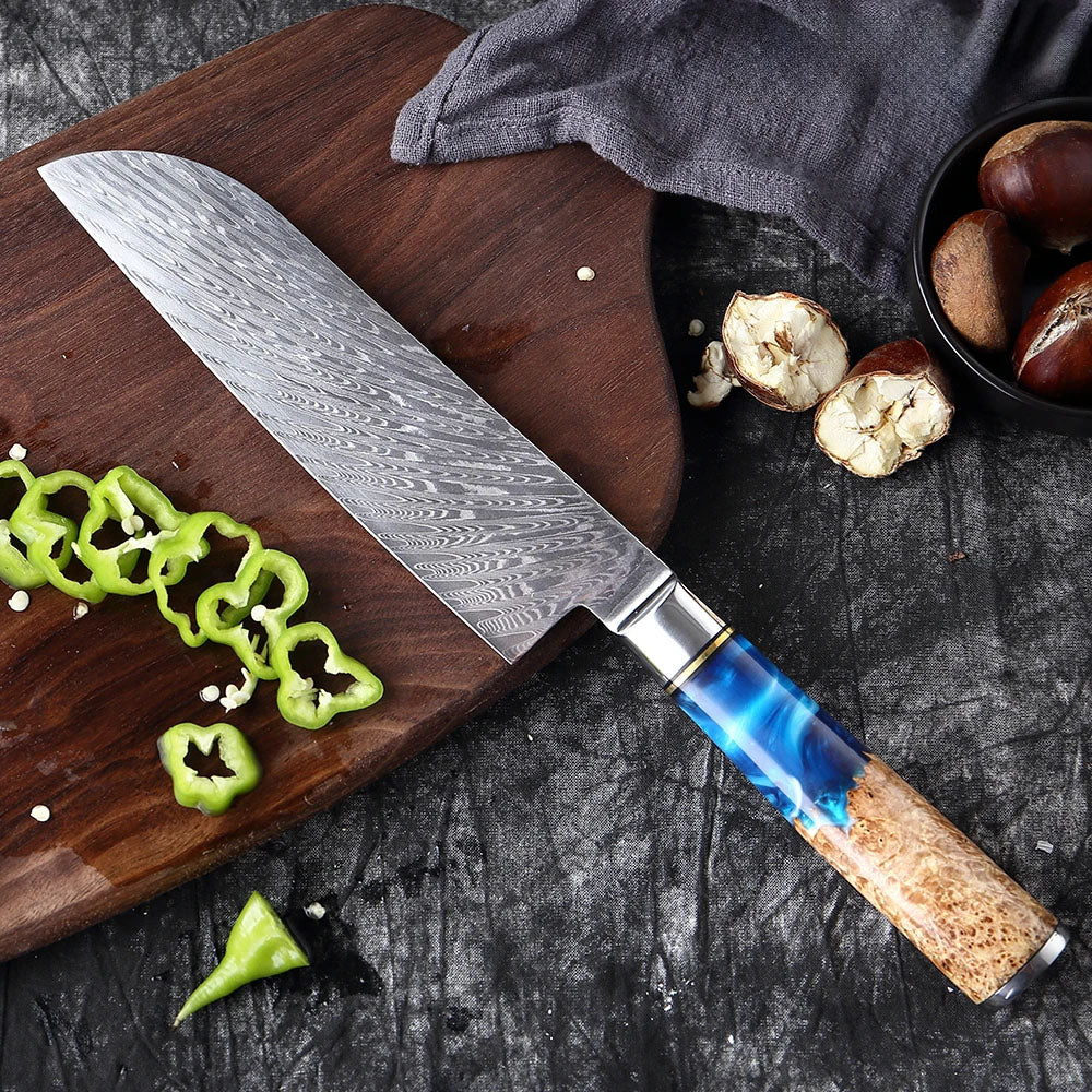 Cuțit Santoku de bucătar de 18 cm, oțel Damasc VG10