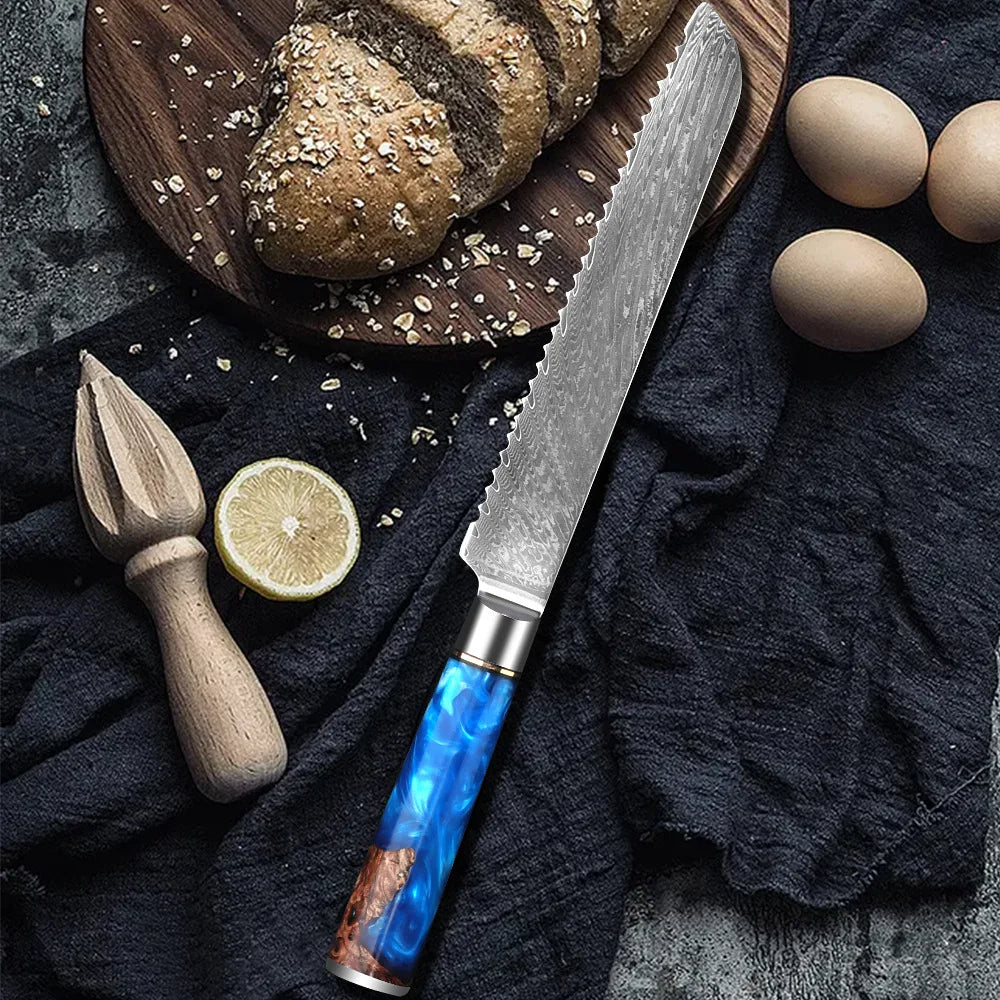 Cutit de pâine din oțel Damasc