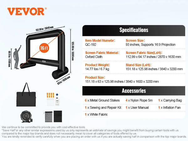Ecran de film gonflabil