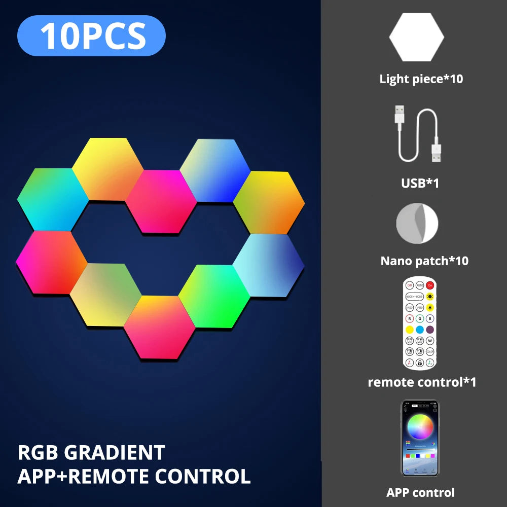 Aplice de interior hexagon LED RGB Bluetooth