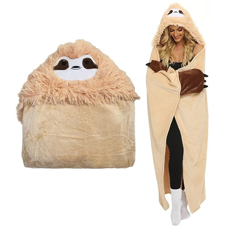 Pătură de iarnă cu glugă din flanel în formă de animale